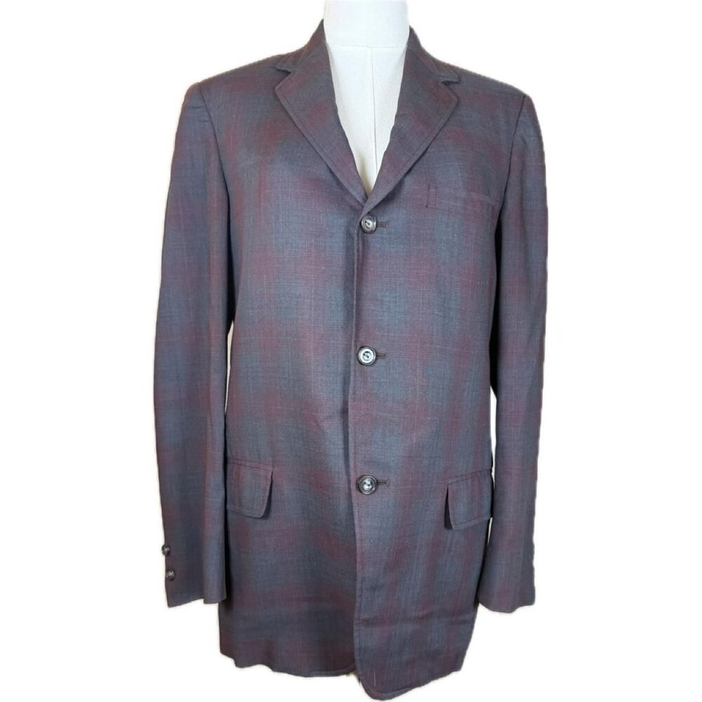 American-vintage Men's Grey and Burgundy Tailored-jackets